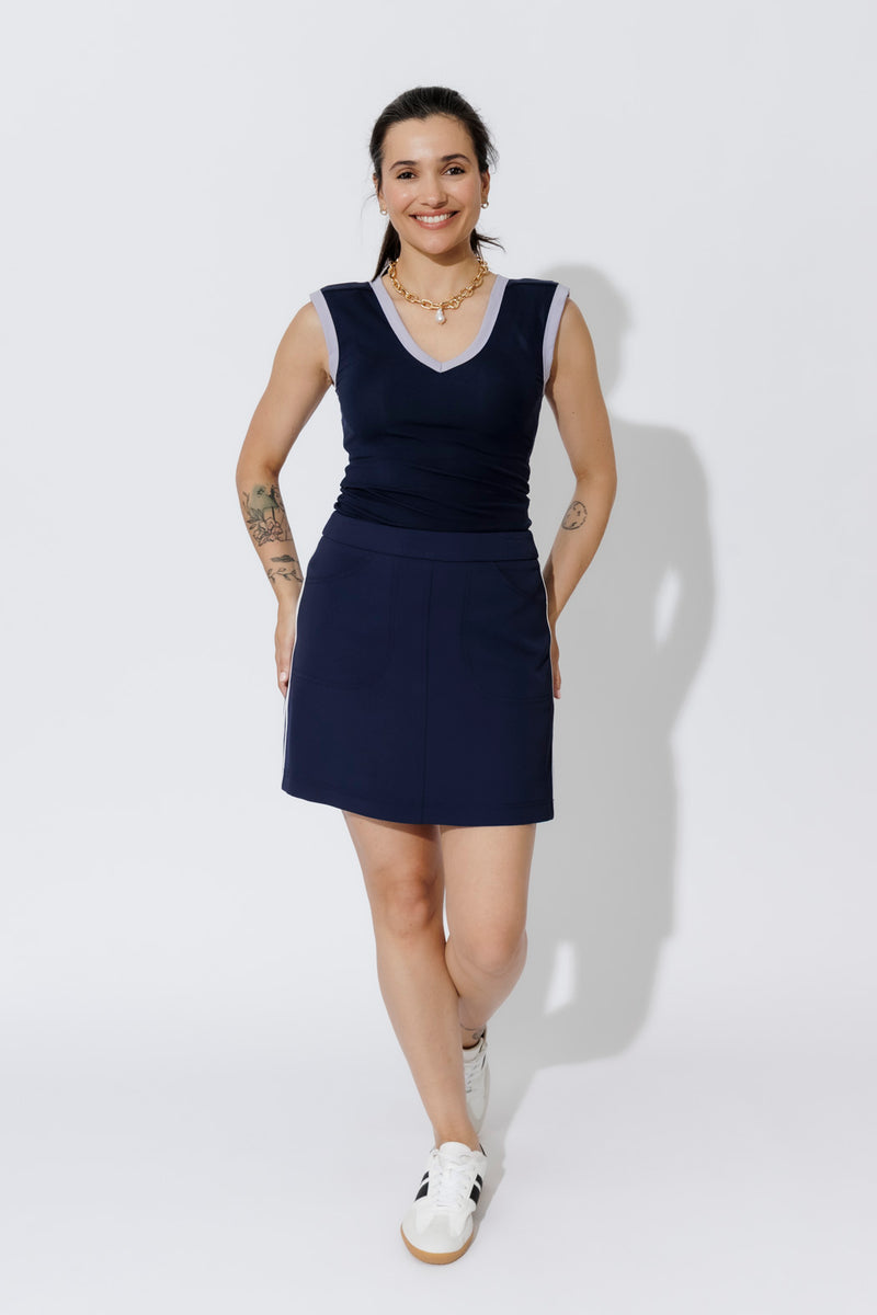 Navy Tencel Trim Cami