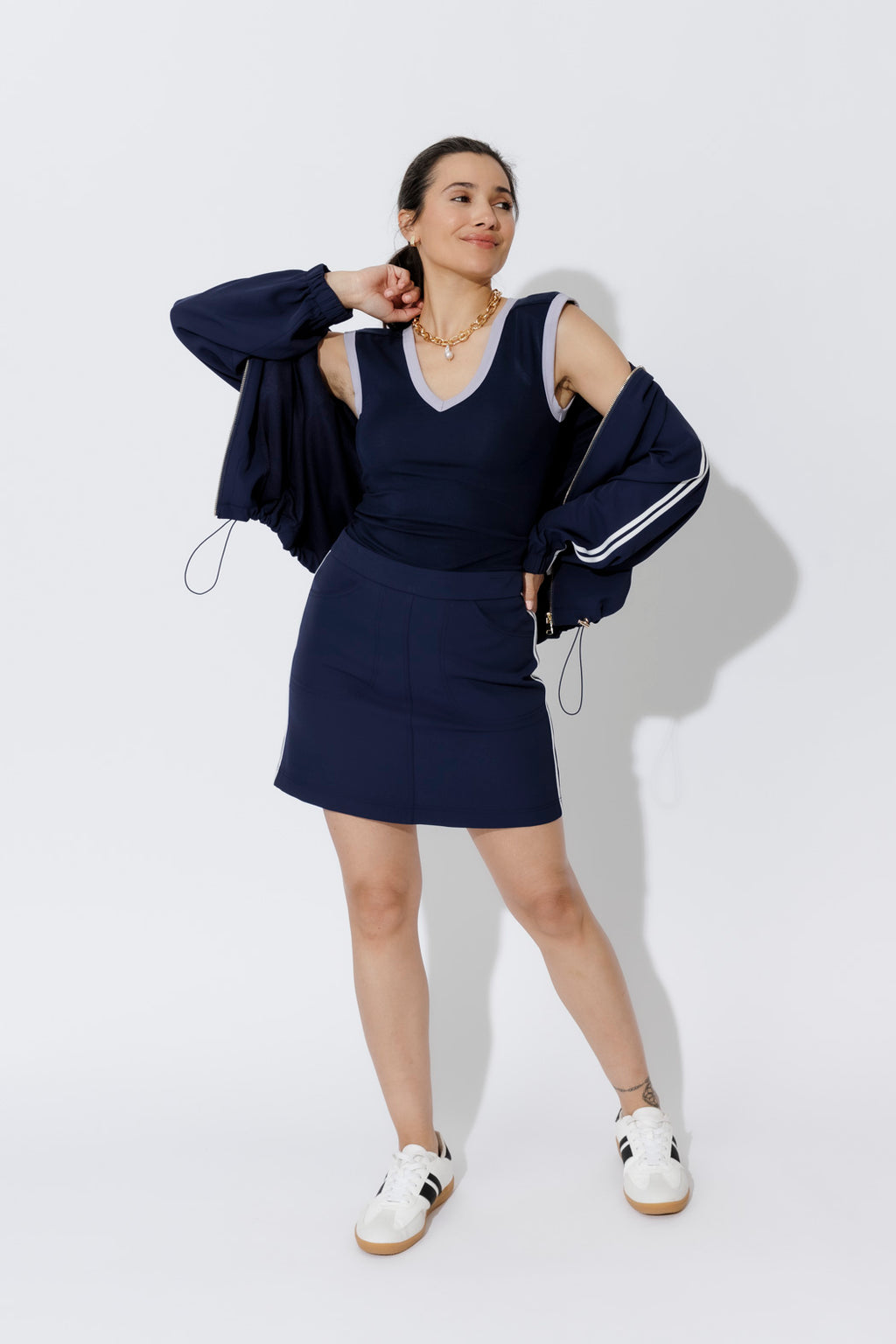 Navy Tencel Trim Cami