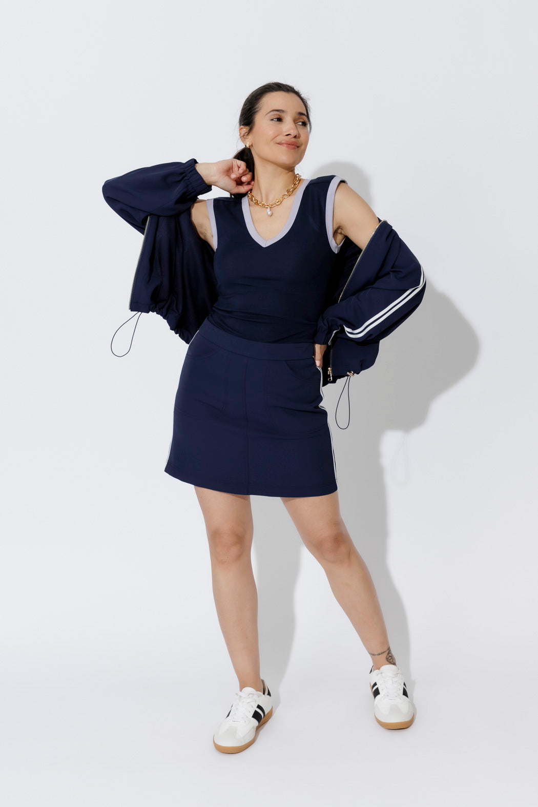 Navy Tencel Trim Cami