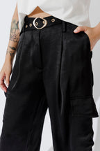 Black Cargo Barrel Pant