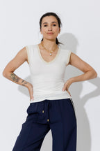 White Tencel Trim Cami