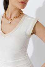 White Tencel Trim Cami