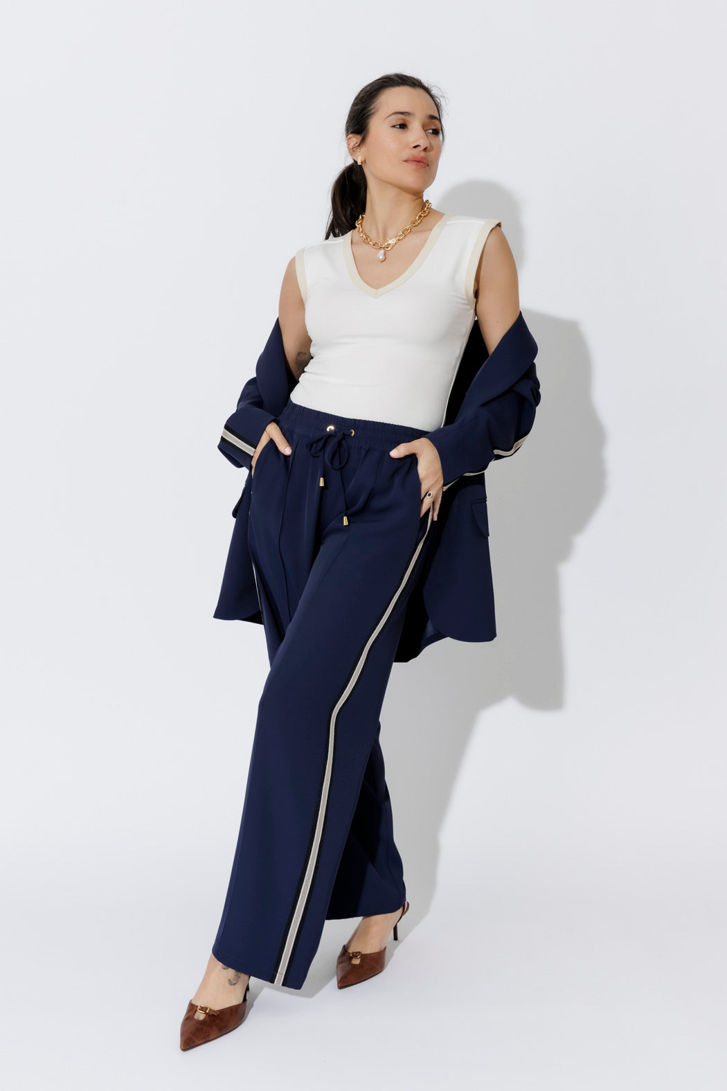 Navy Euro Pintuck Sport Pant