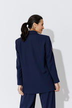 Navy Euro Stripe Boyfriend Blazer