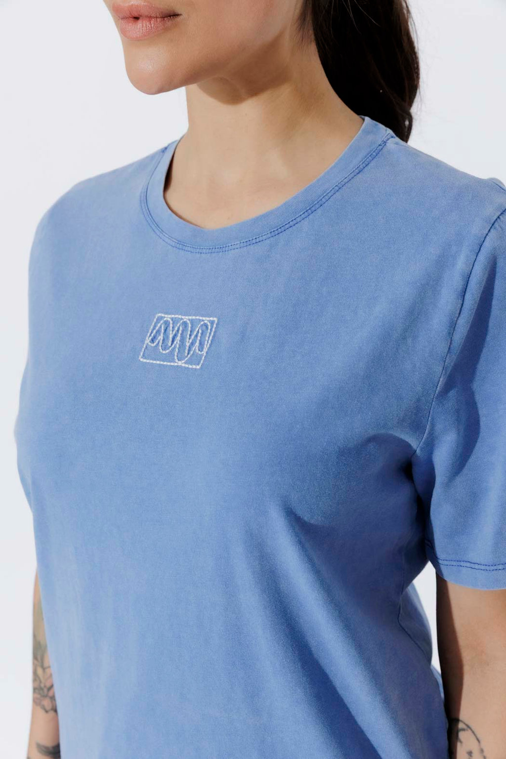 Cornflower Washed Cotton Emblem T-Shirt