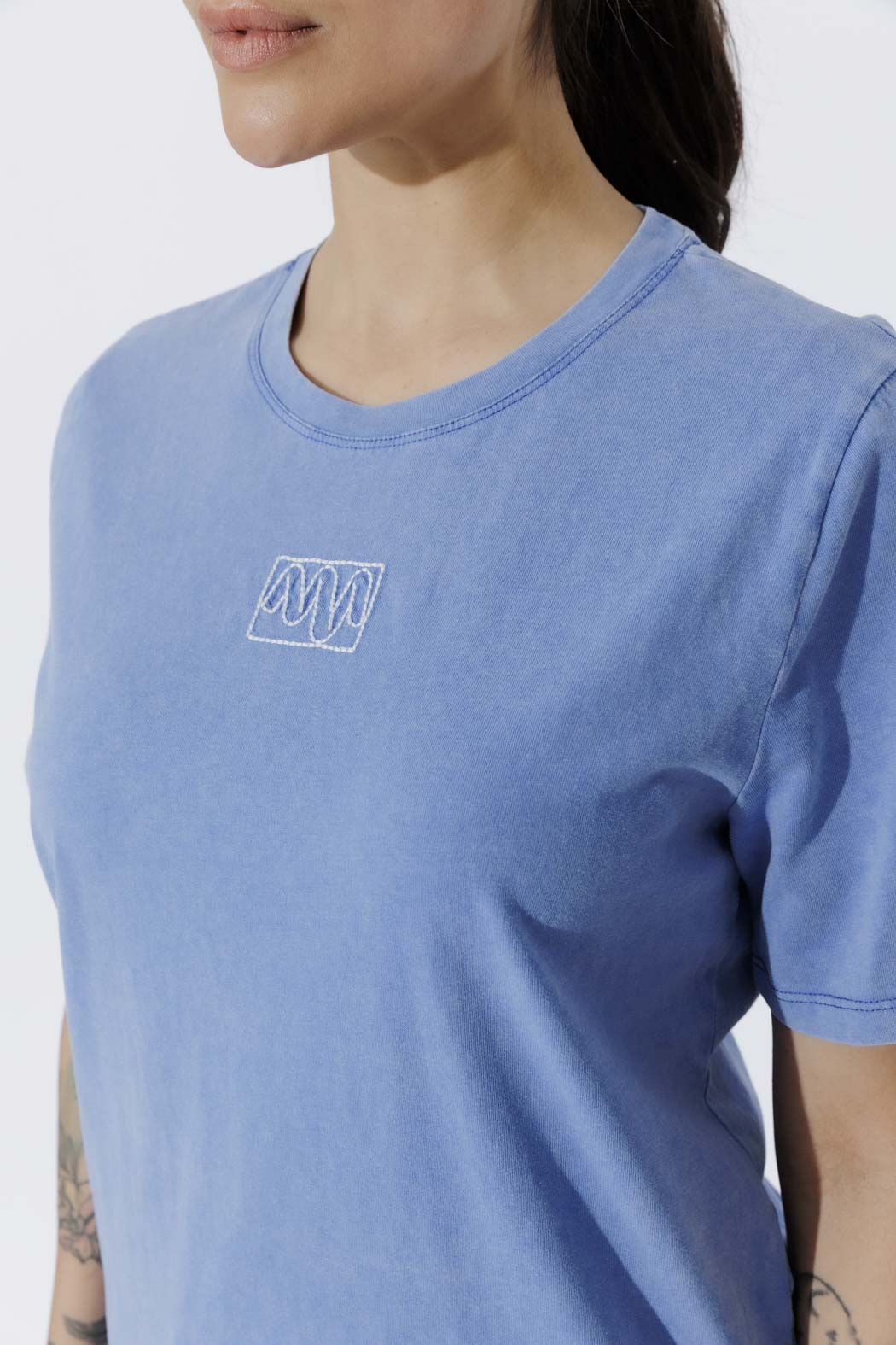 Cornflower Washed Cotton Emblem T-Shirt