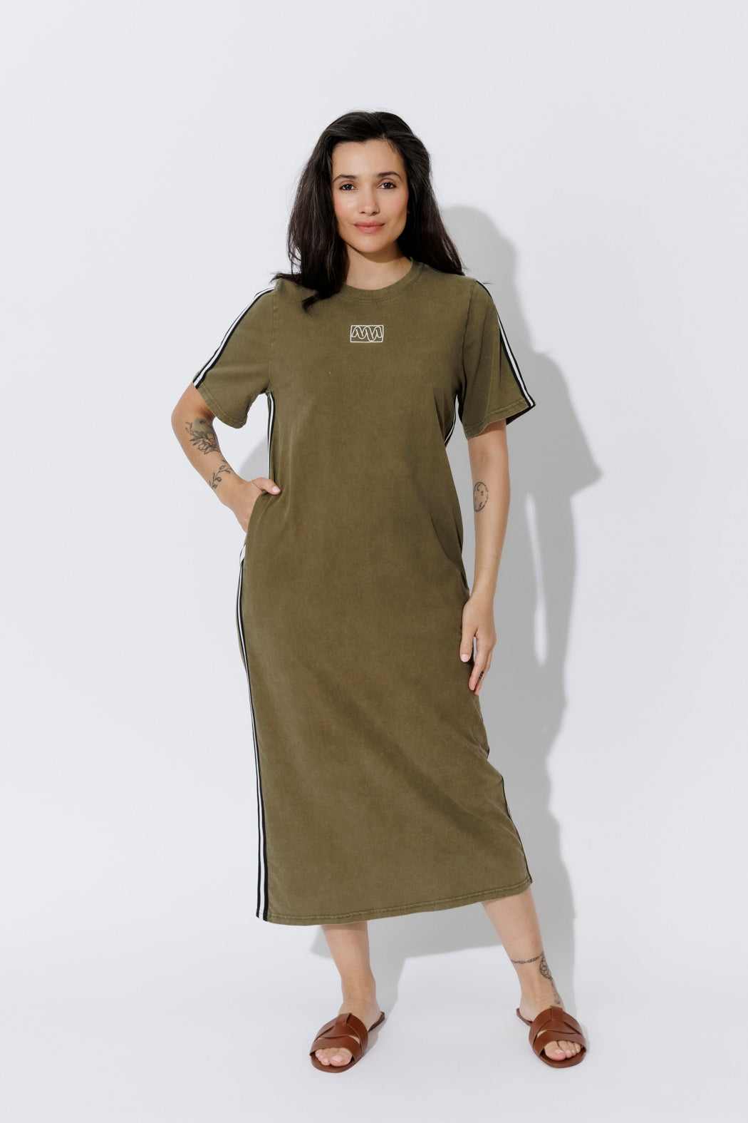 Khaki Washed Cotton Sport Dress