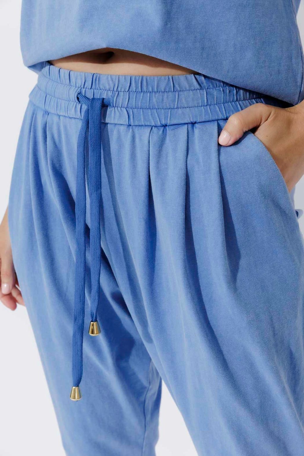 Cornflower Washed Cotton Slouch Pant