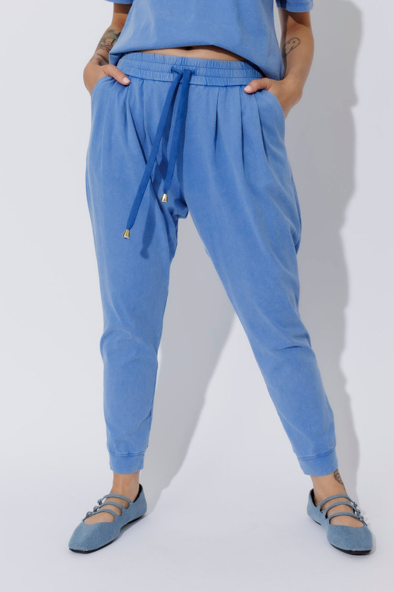 Cornflower Washed Cotton Slouch Pant