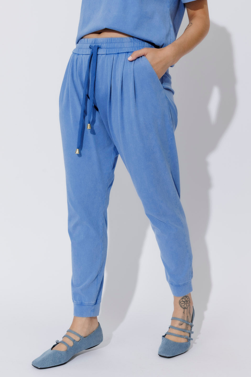 Cornflower Washed Cotton Slouch Pant