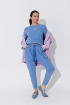 Cornflower Washed Cotton Emblem T-Shirt