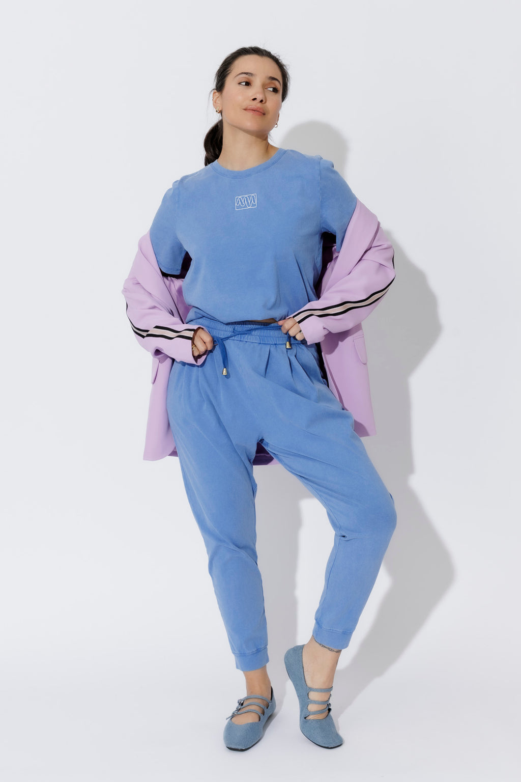 Cornflower Washed Cotton Slouch Pant