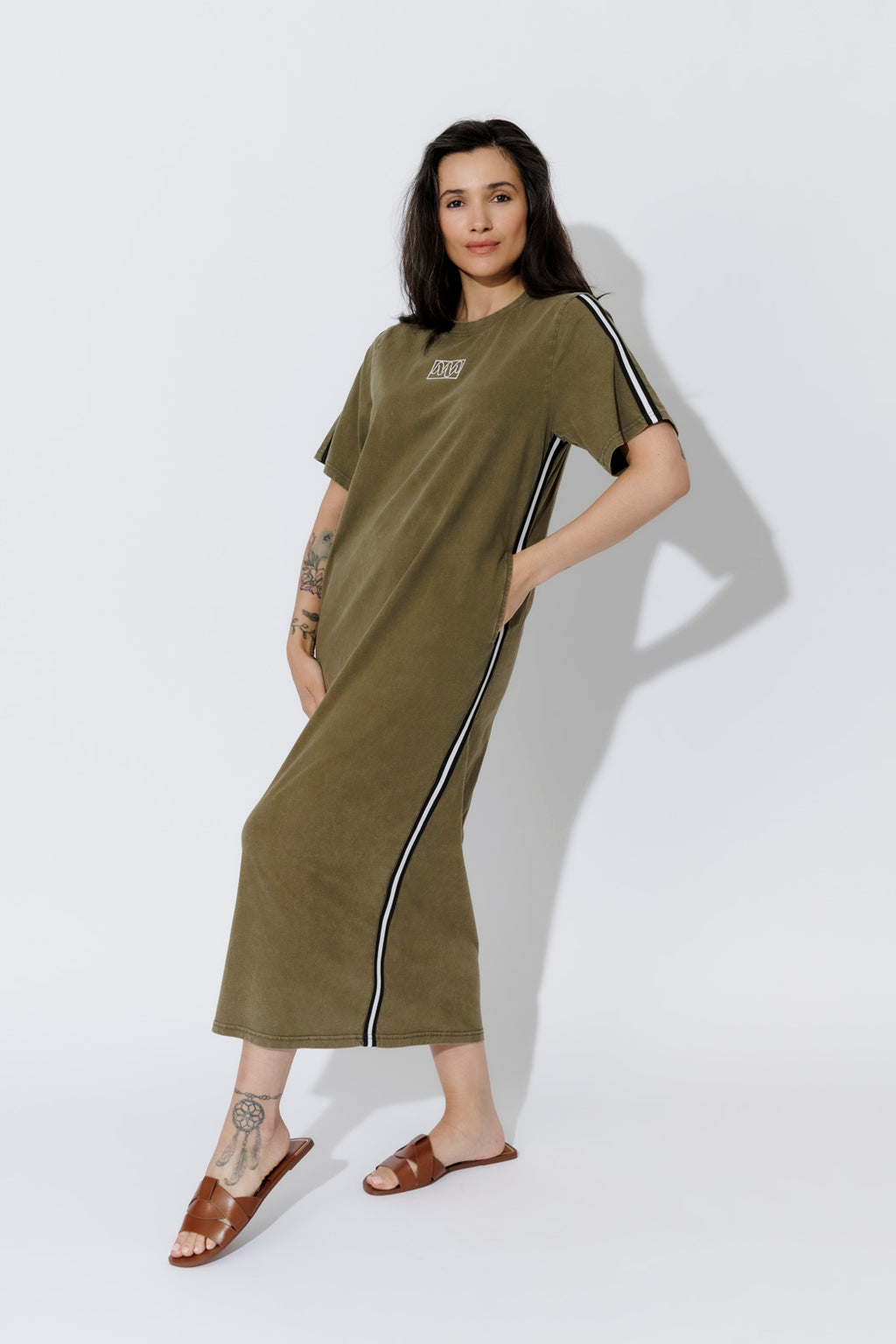Khaki Washed Cotton Sport Dress