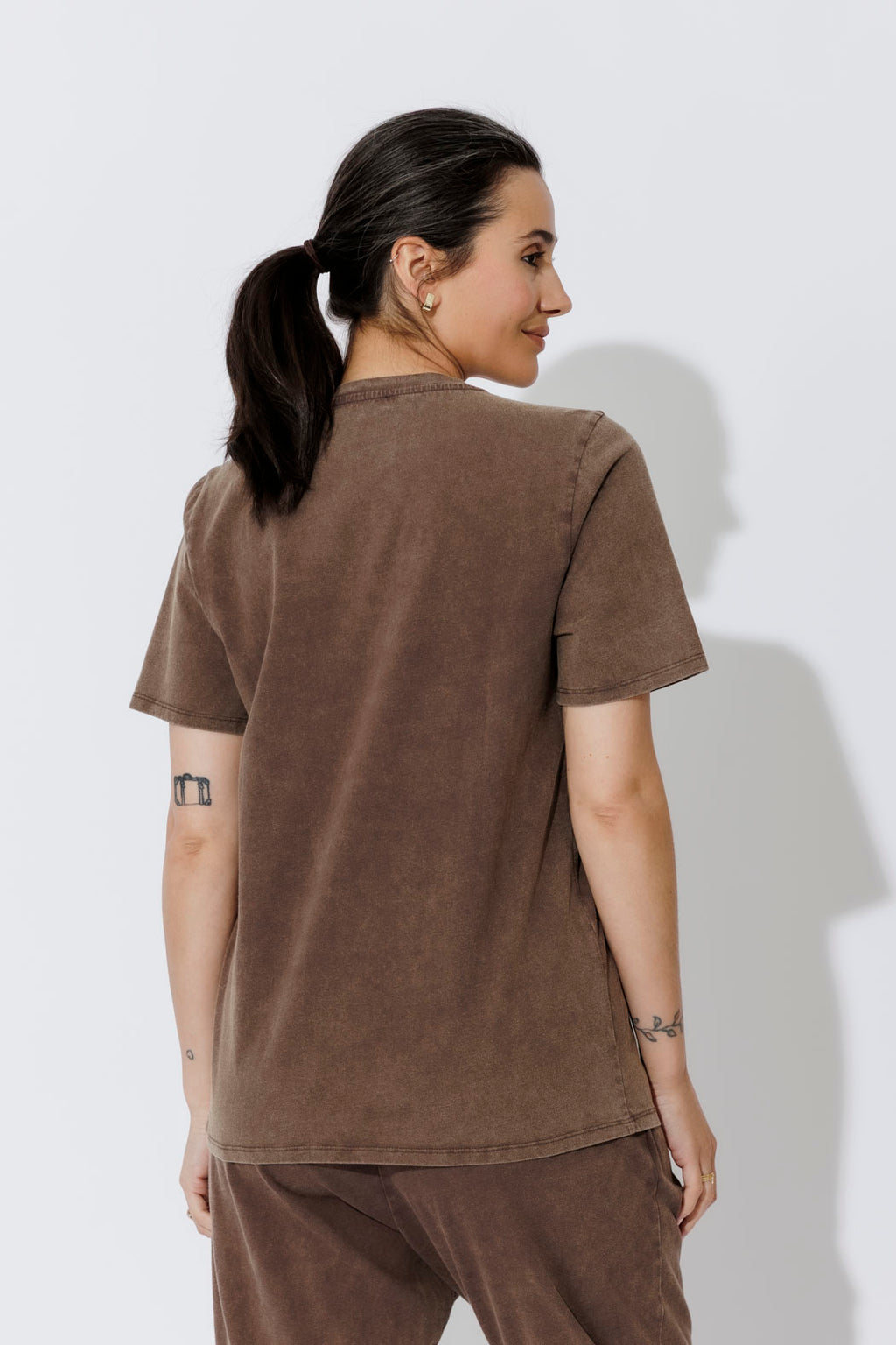 Mocha Washed Cotton Emblem T-Shirt