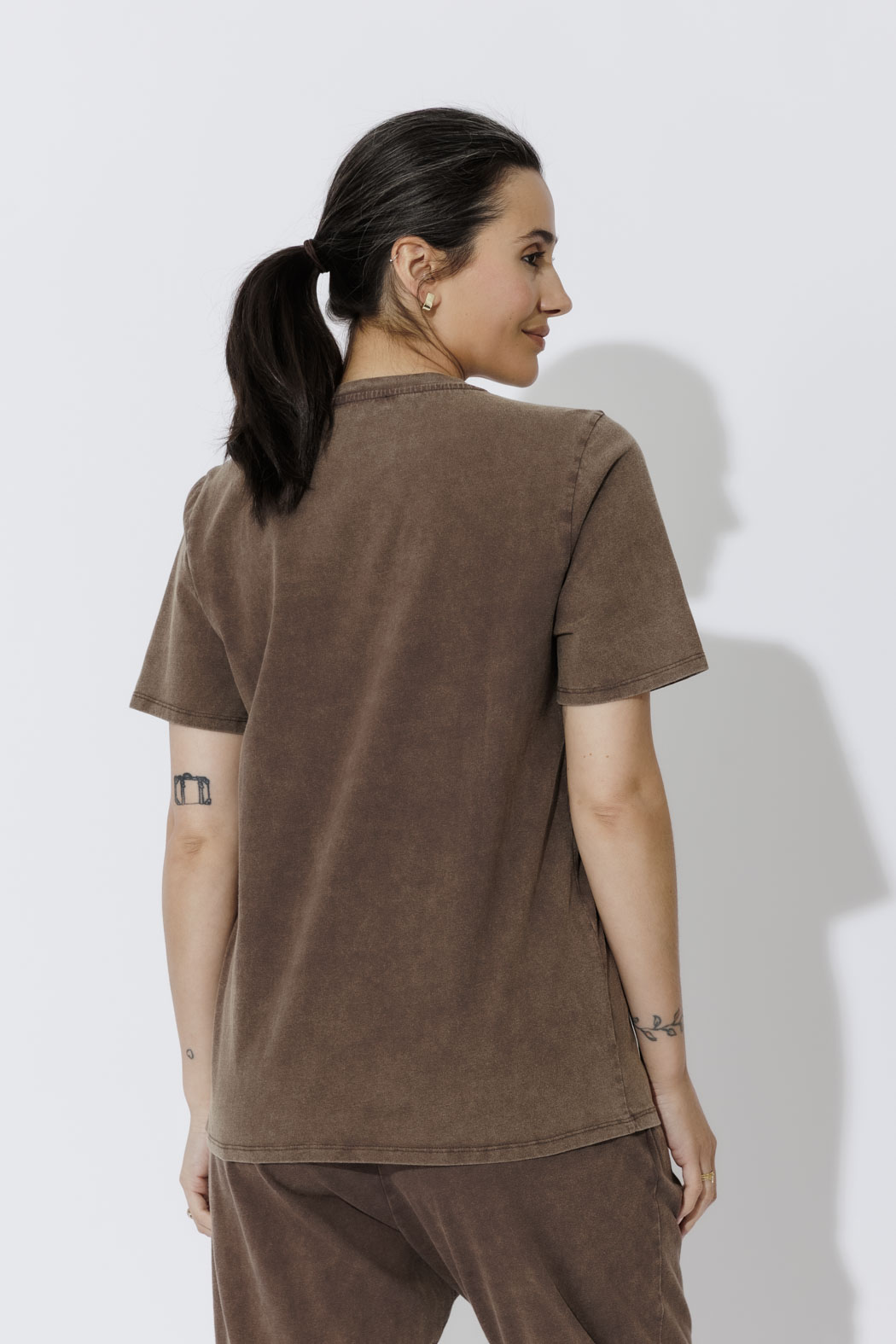 Mocha Washed Cotton Emblem T-Shirt