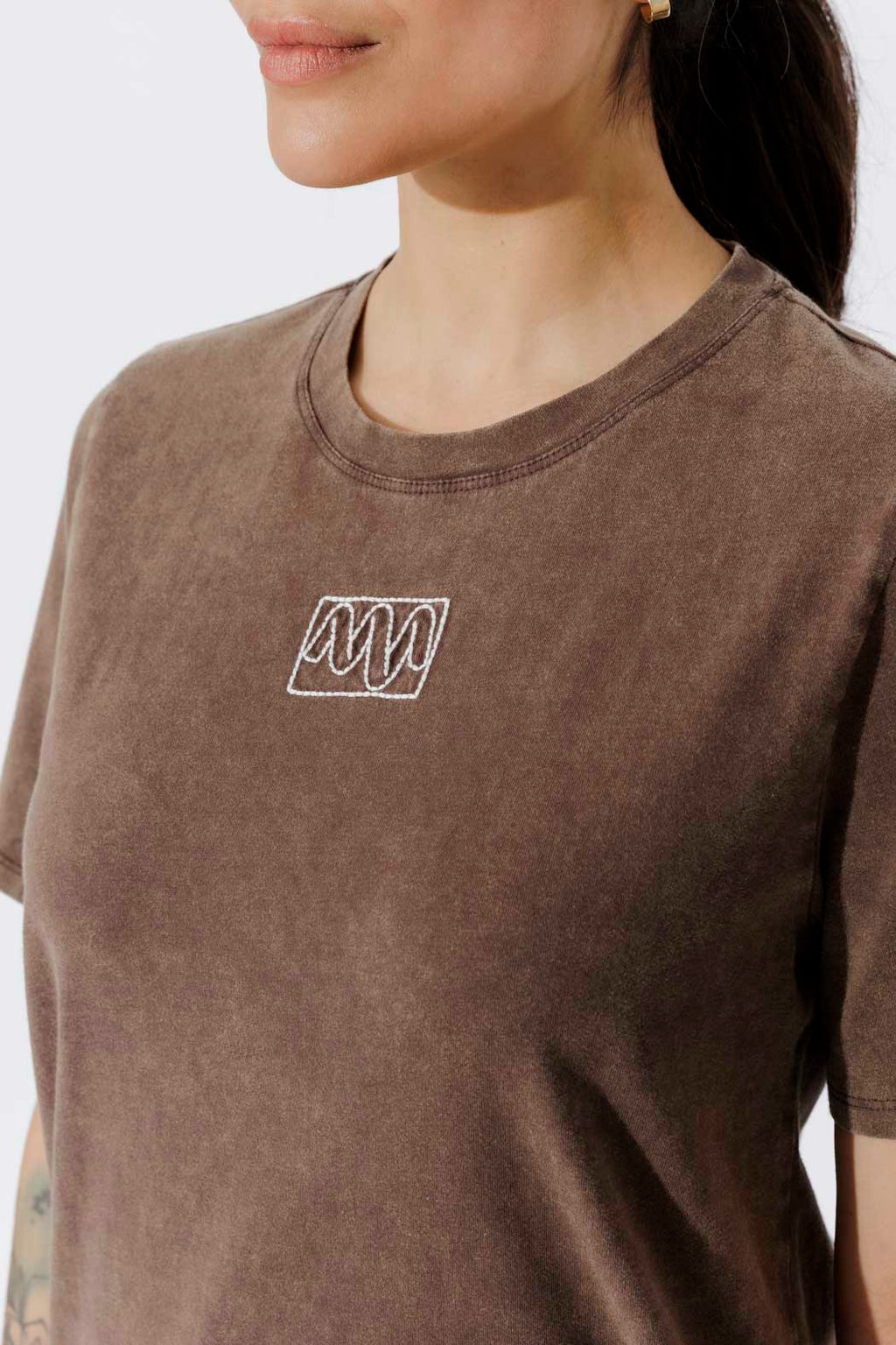 Mocha Washed Cotton Emblem T-Shirt