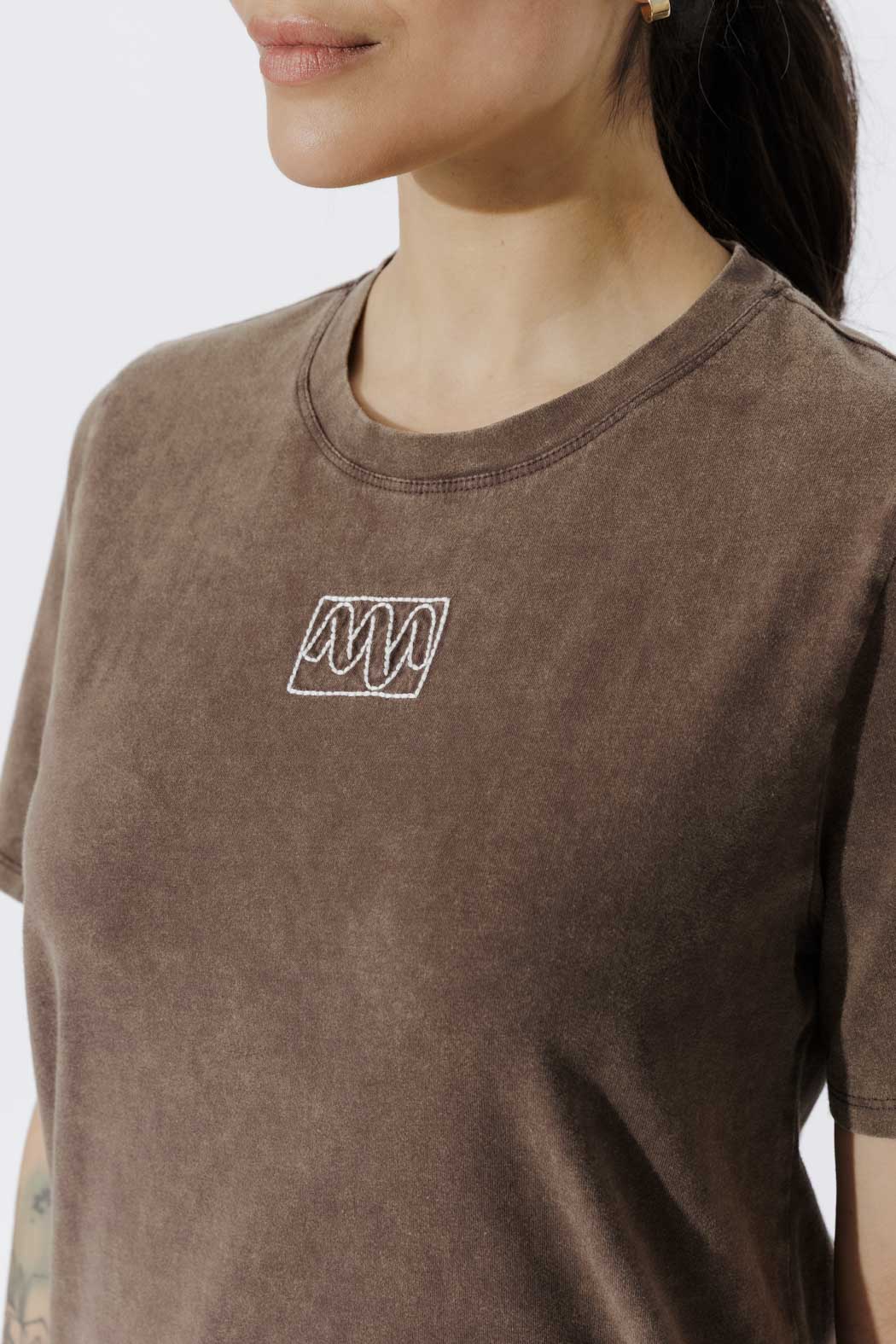 Mocha Washed Cotton Emblem T-Shirt