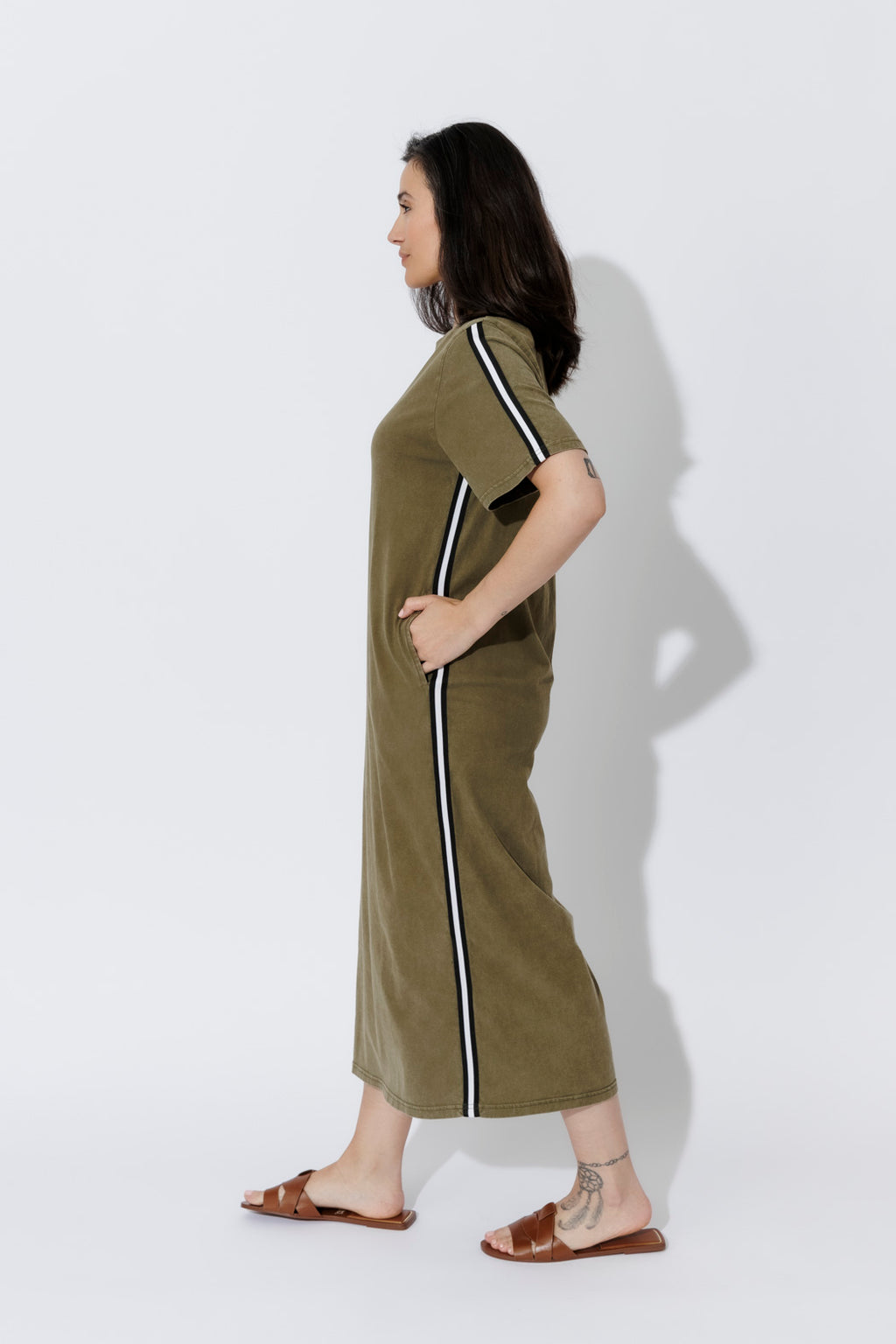 Khaki Washed Cotton Sport Dress