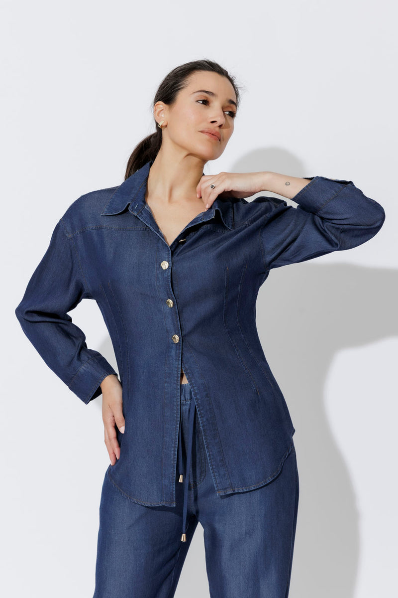 Dark Denim Tencel Hourglass Shirt