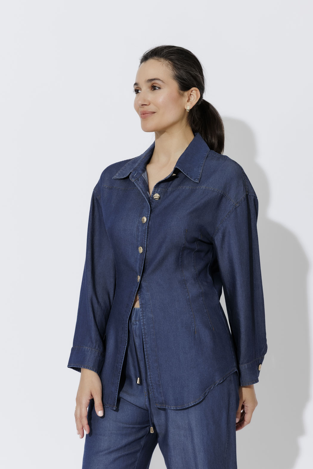 Dark Denim Tencel Hourglass Shirt