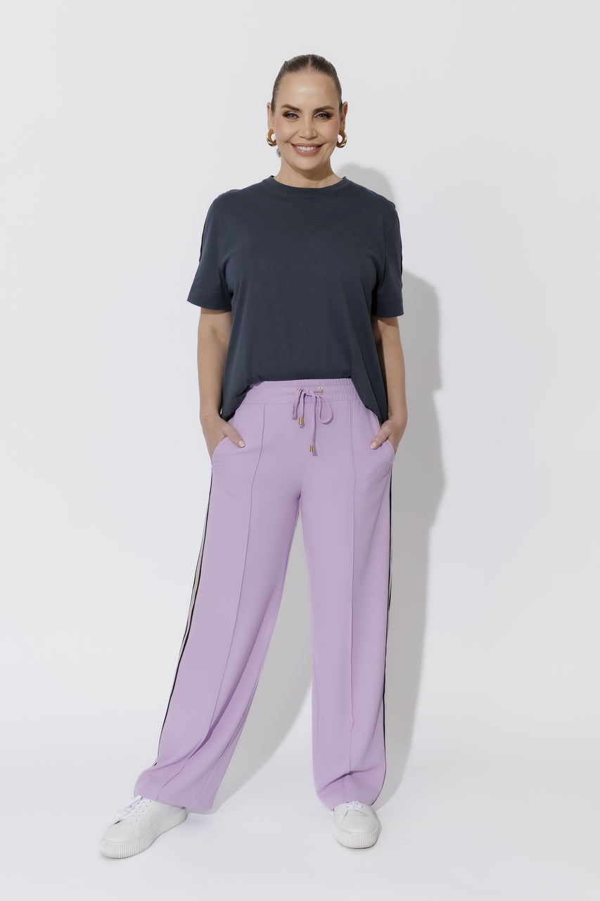 Navy Oversized Stripe Sleeve T-Shirt