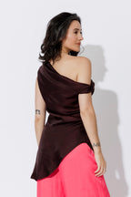 Chocolate Glow Silky Drape Top