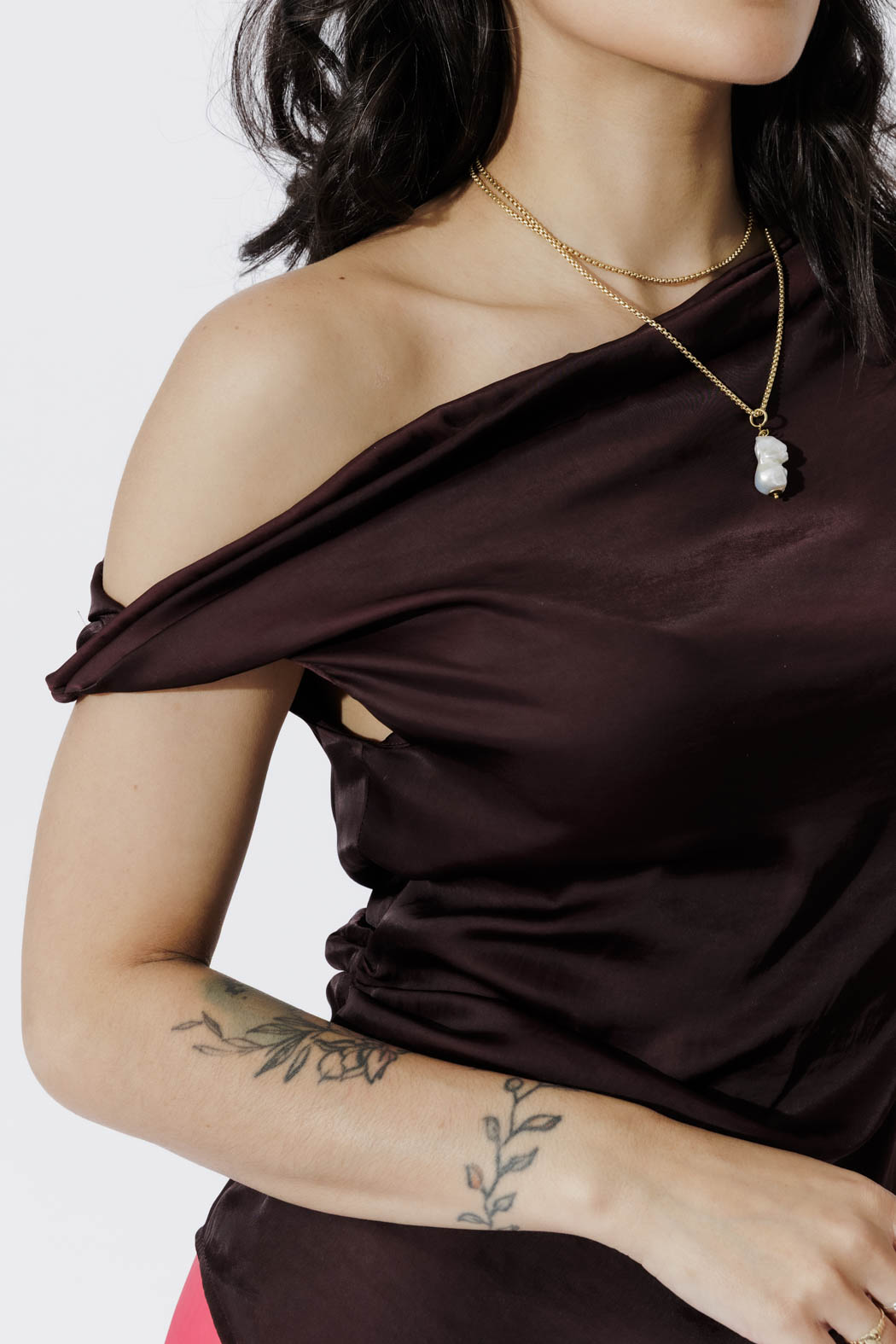 Chocolate Glow Silky Drape Top