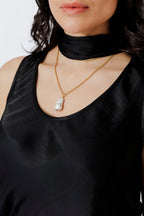 Black Scarf & Bias Cami Set