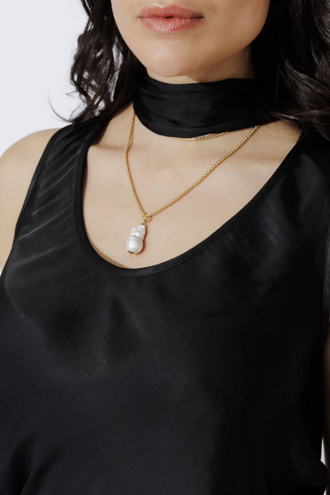 Black Scarf & Bias Cami Set