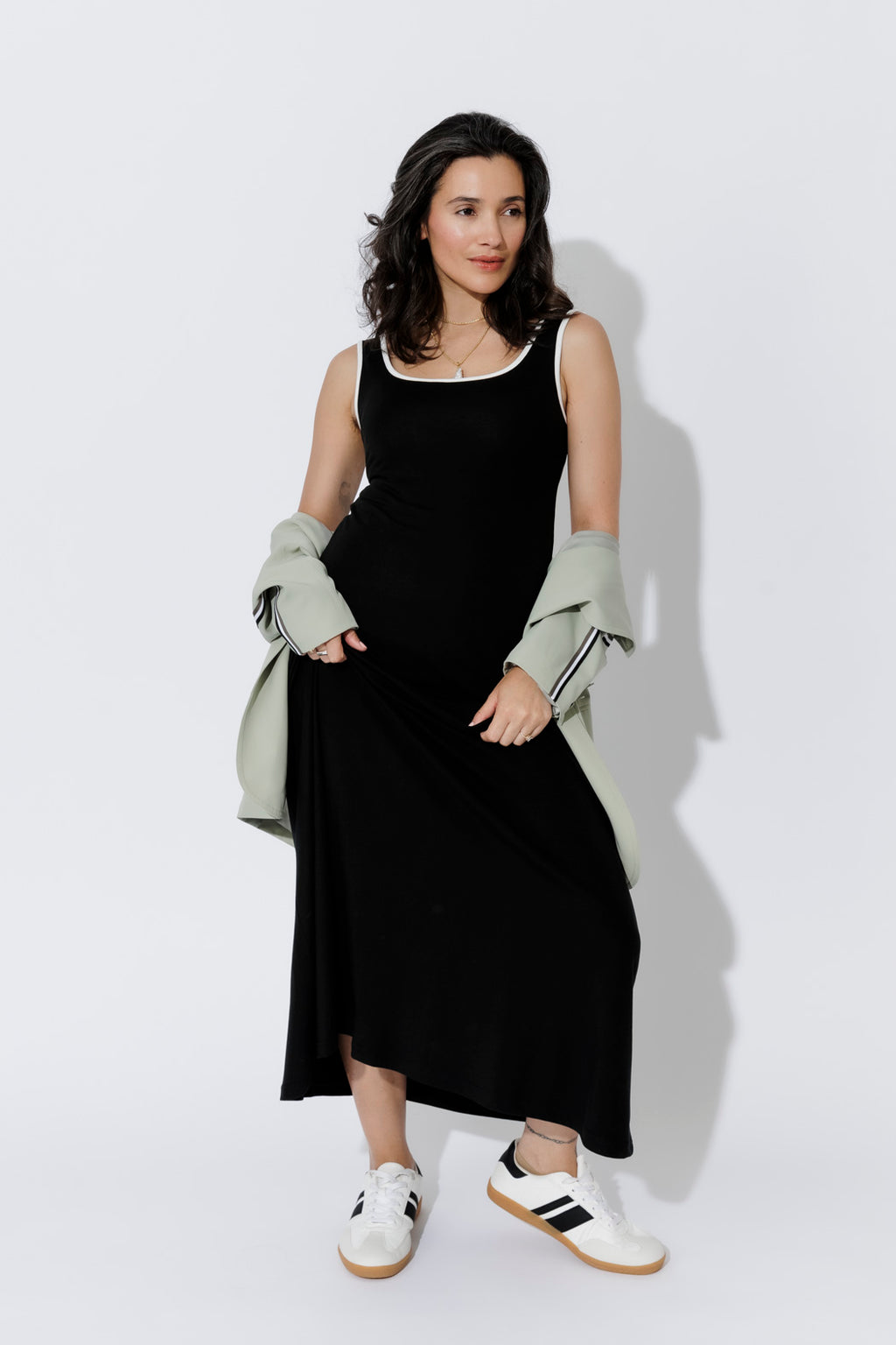 Black Tencel A-Line Dress