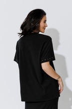 Black Tencel Embellished T-Shirt