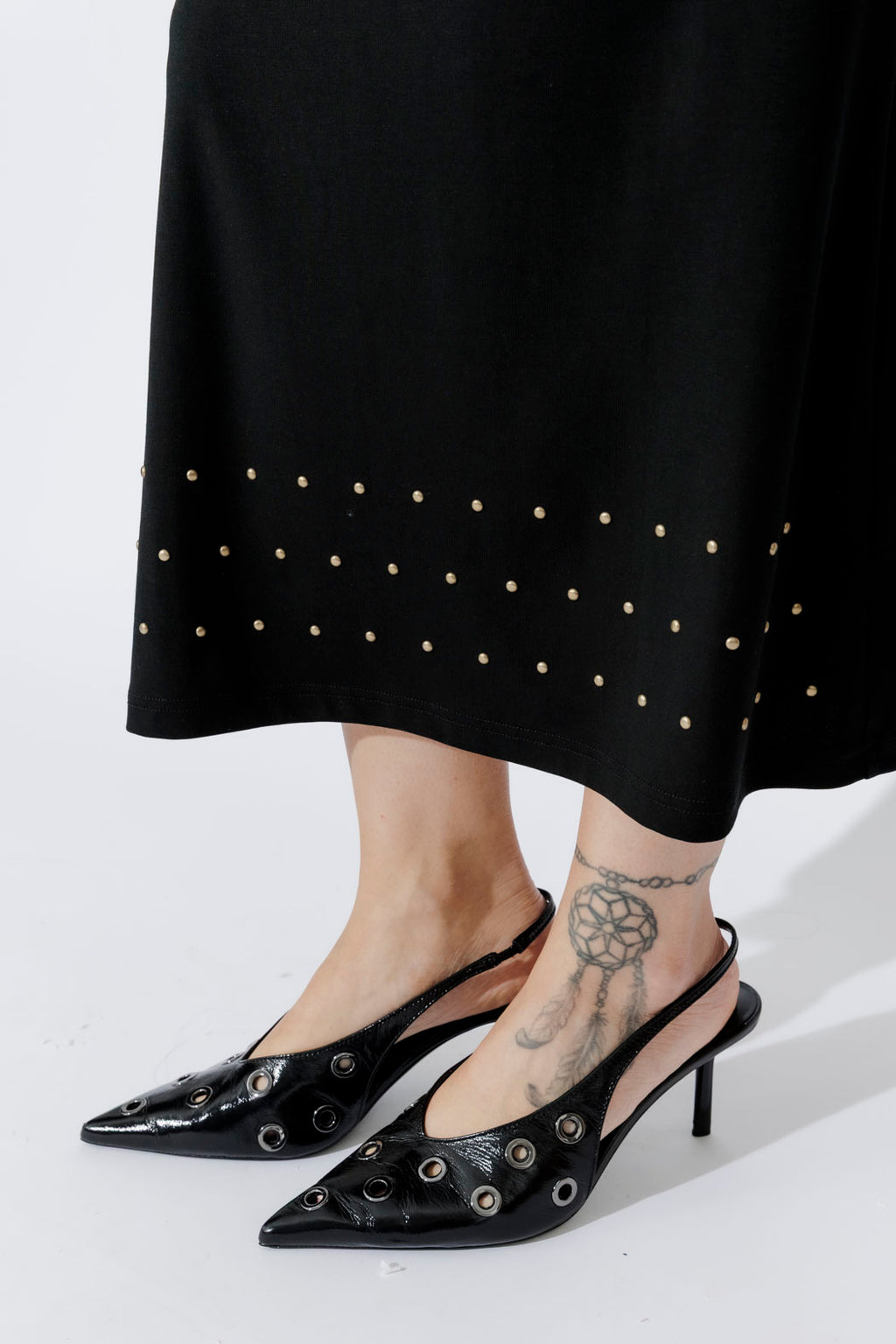 Black Tencel Embellished Skirt