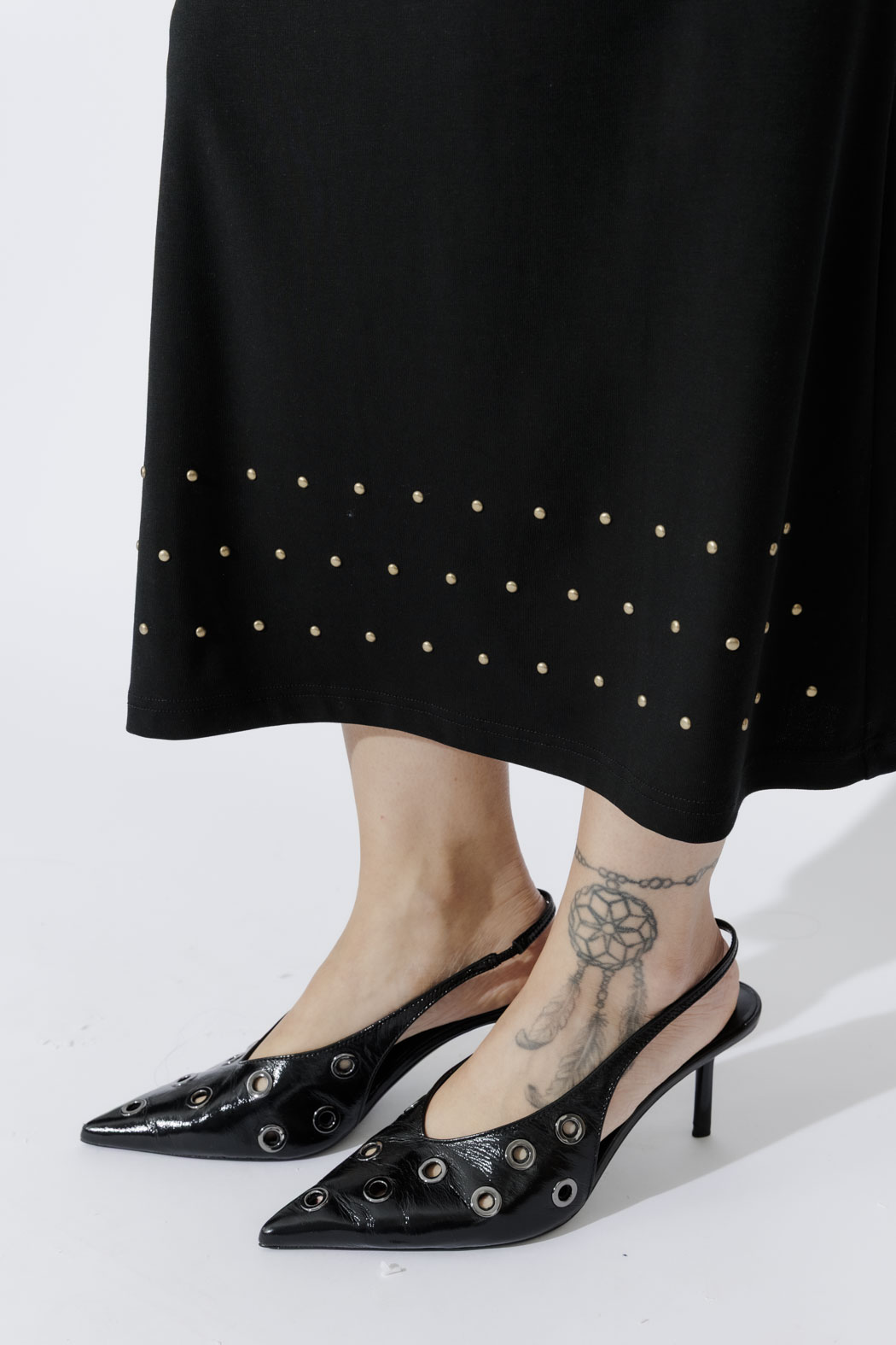 Black Tencel Embellished Skirt