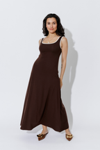 Chocolate Tencel A-Line Dress