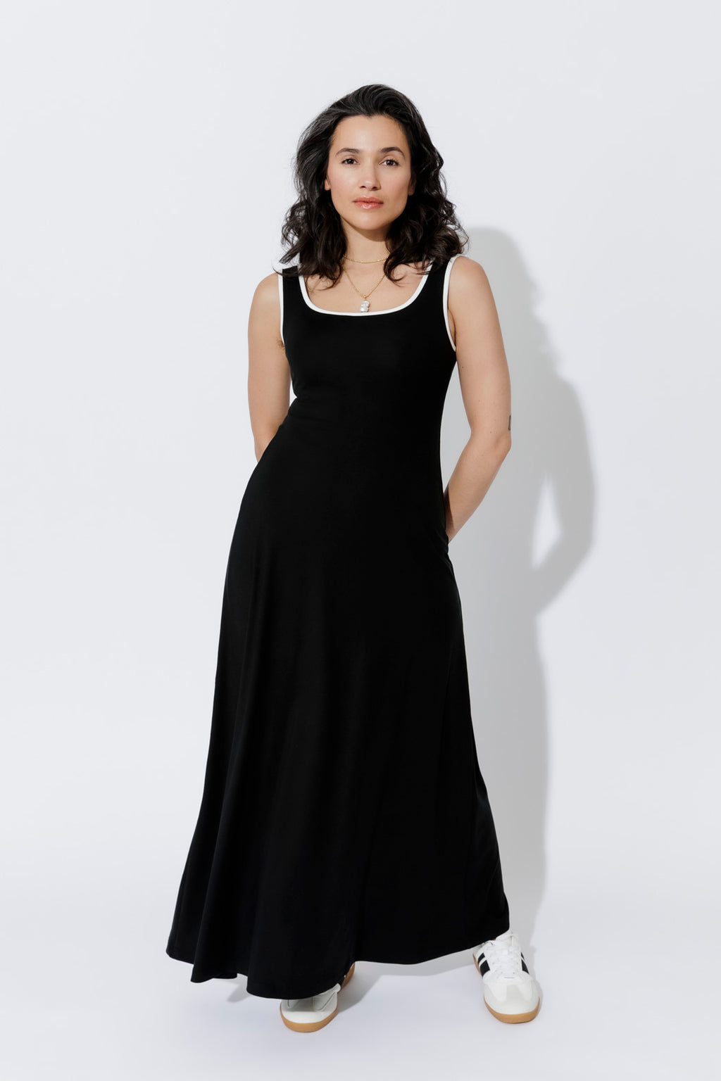 Black Tencel A-Line Dress
