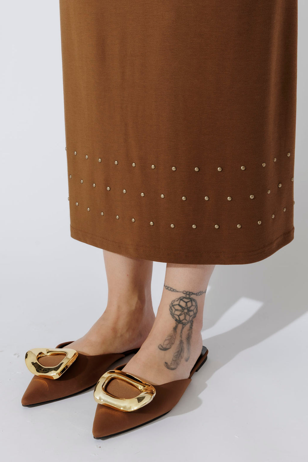 Chestnut Tencel Embellished T-Shirt