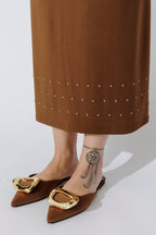 Chestnut Tencel Embellished T-Shirt