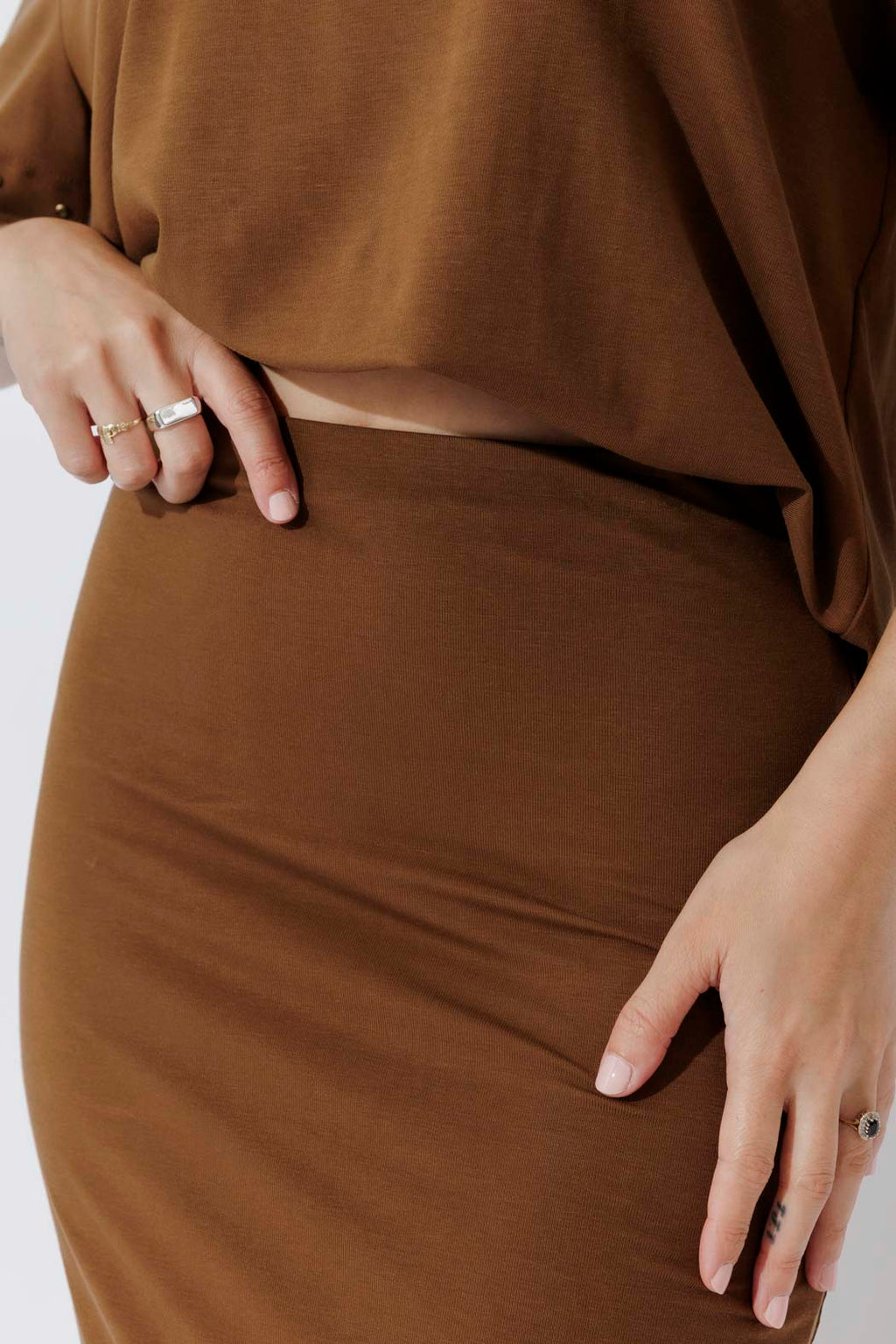 Chestnut Tencel Embellished Skirt