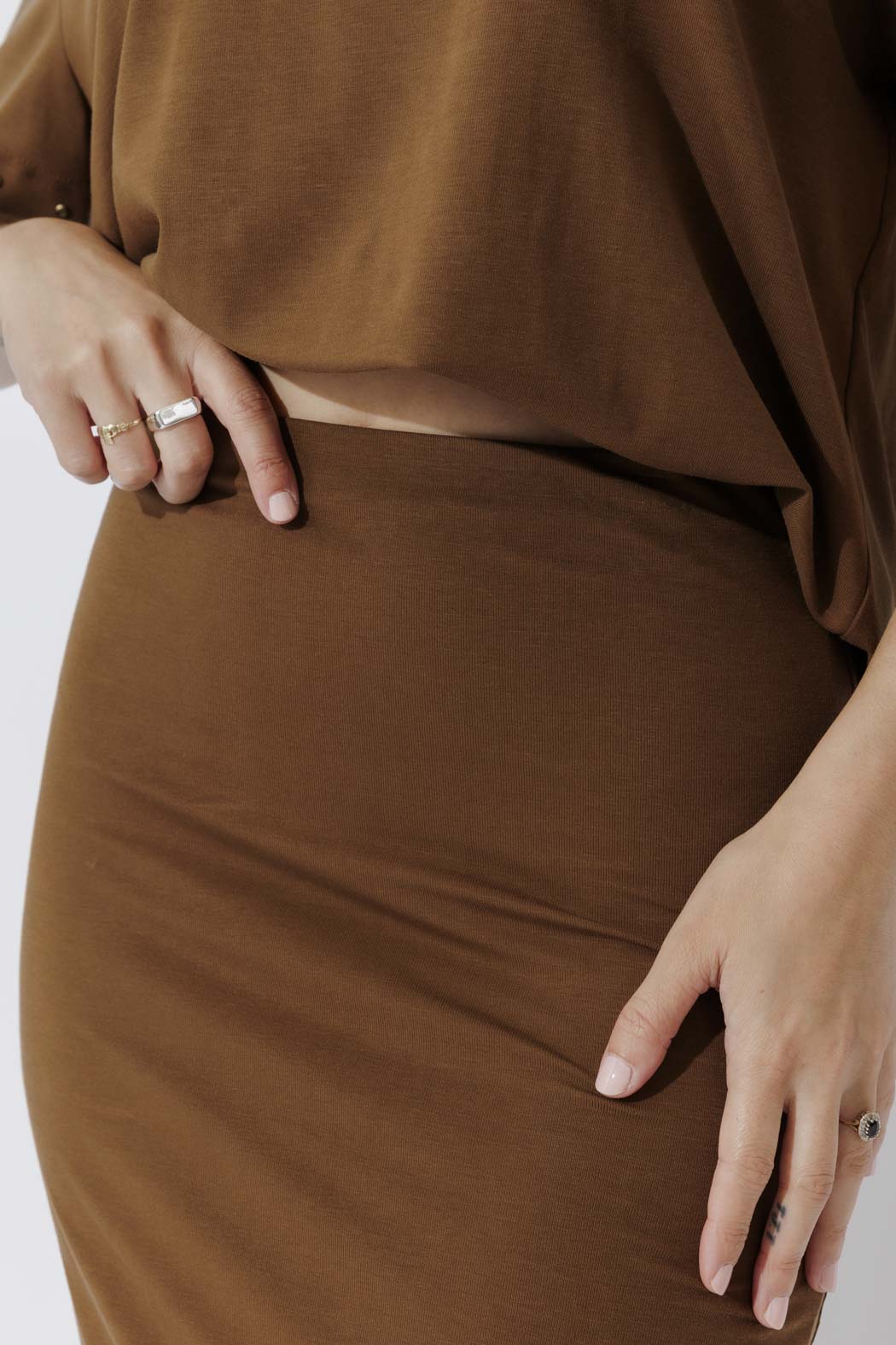 Chestnut Tencel Embellished Skirt