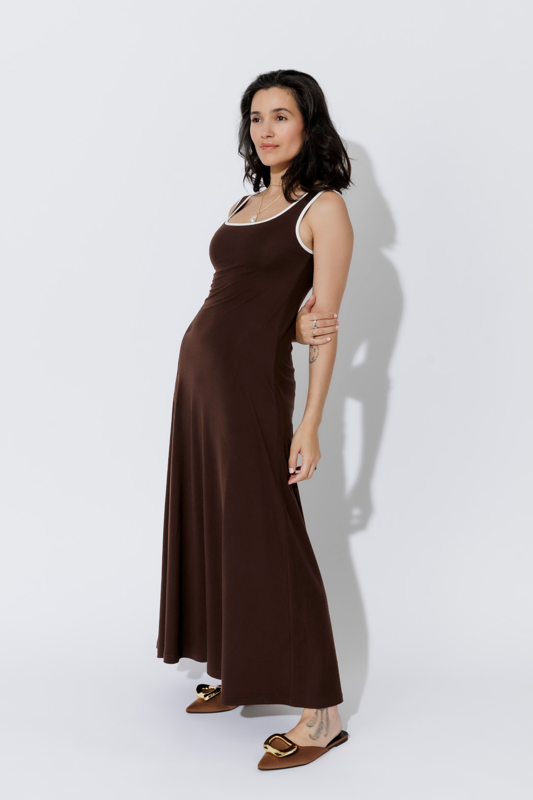 Chocolate Tencel A-Line Dress
