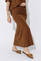 Chestnut Tencel Embellished T-Shirt