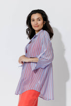 Red/Blue Lyocell Oversized Shirt