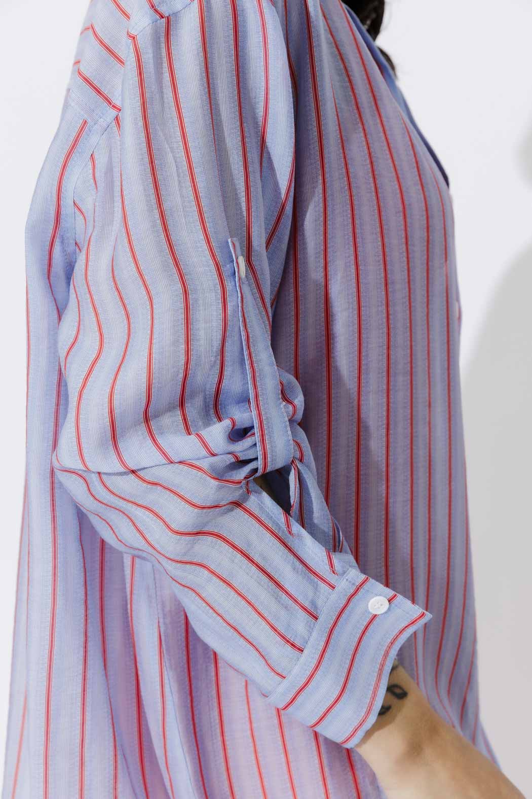 Red/Blue Lyocell Oversized Shirt