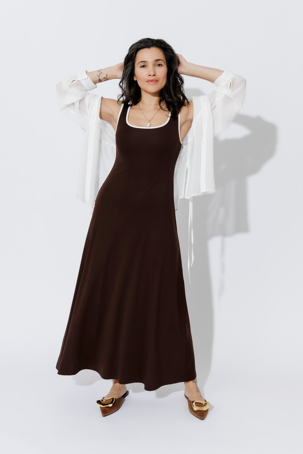 Chocolate Tencel A-Line Dress