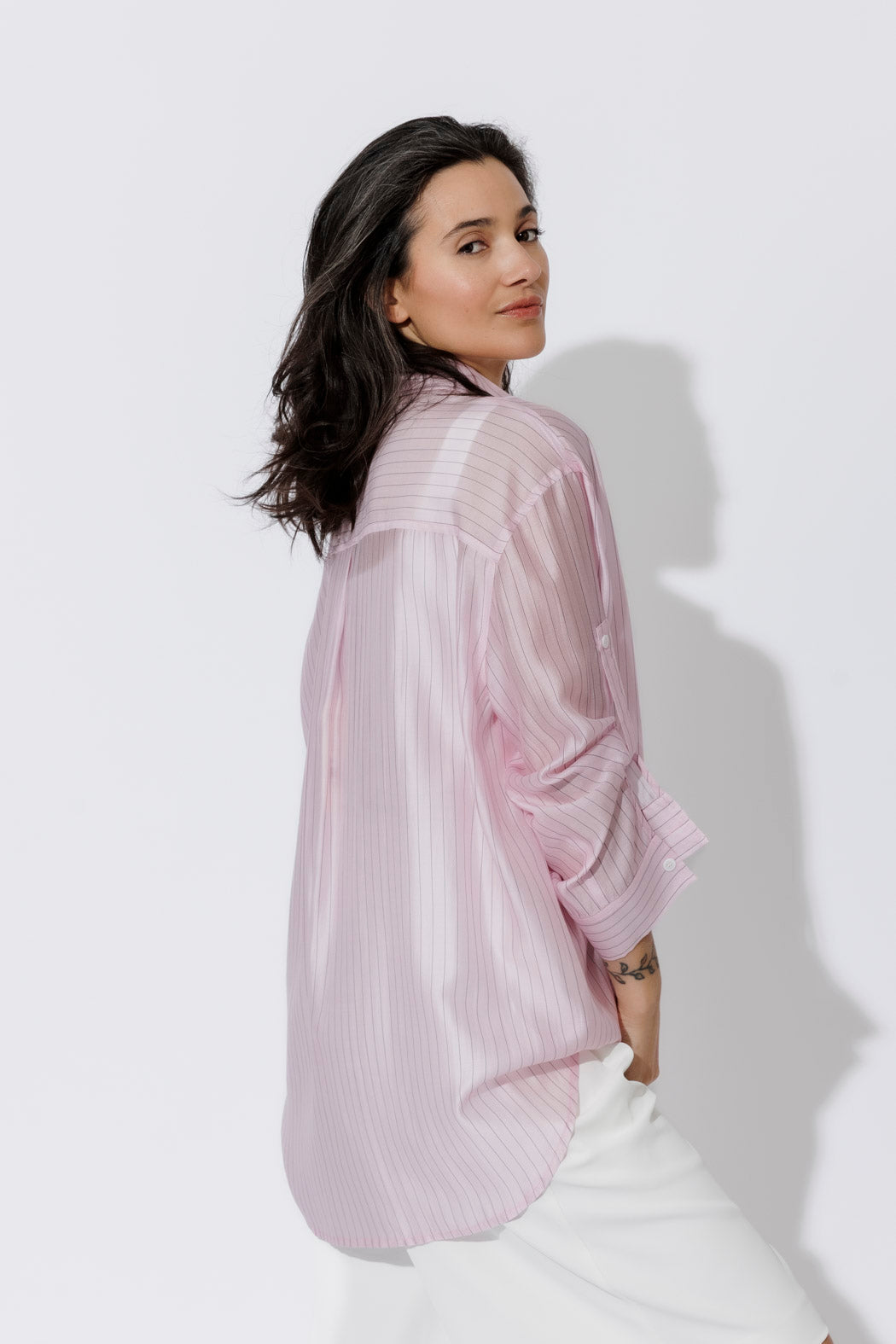 Pale Pink Lyocell Oversized Shirt