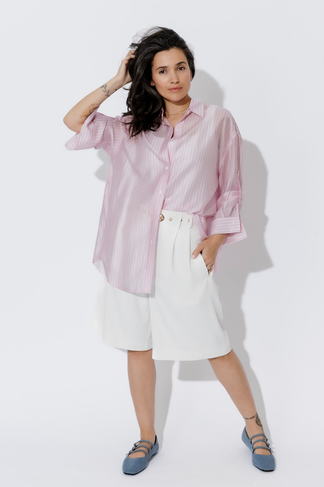 Pale Pink Lyocell Oversized Shirt