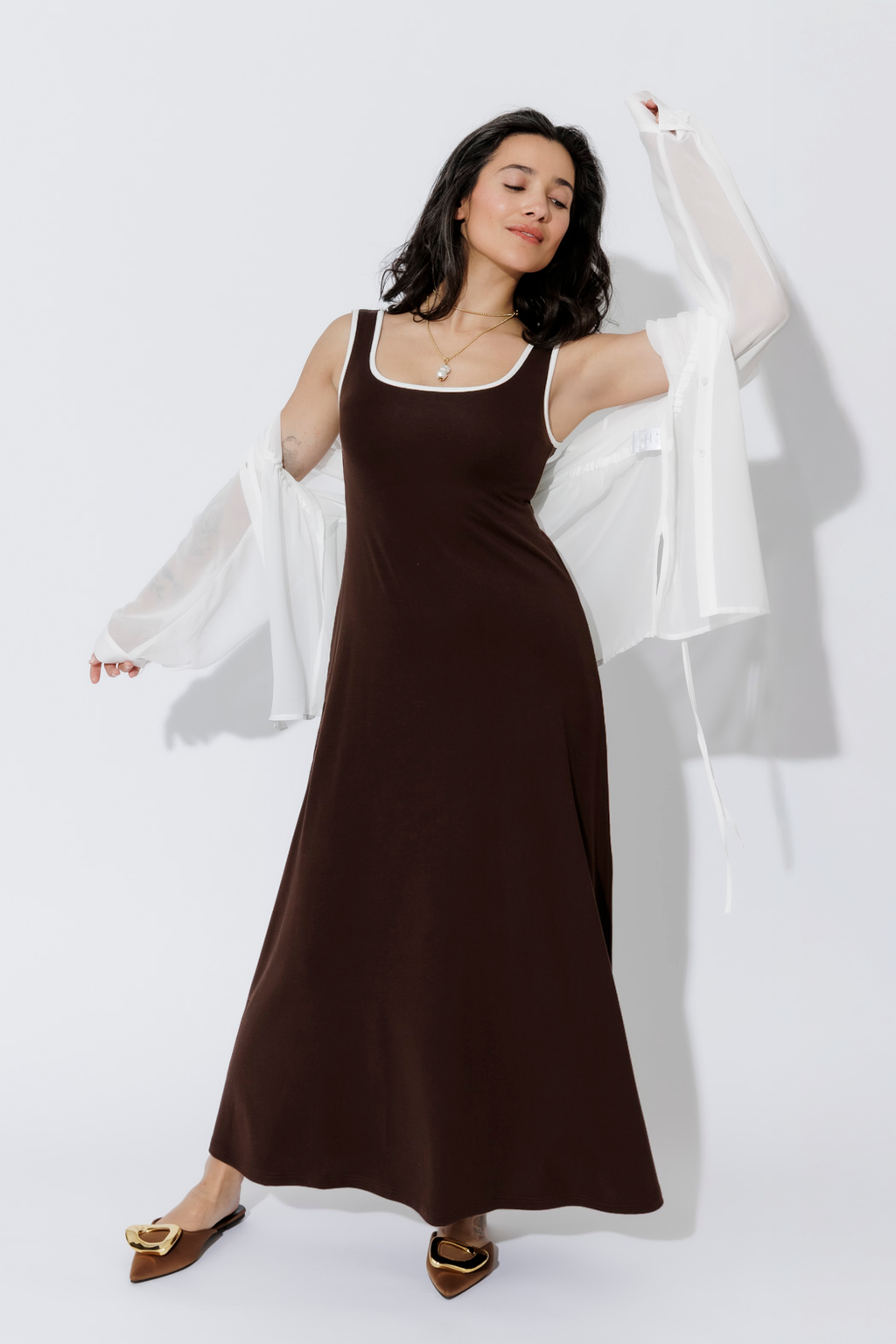 Chocolate Tencel A-Line Dress