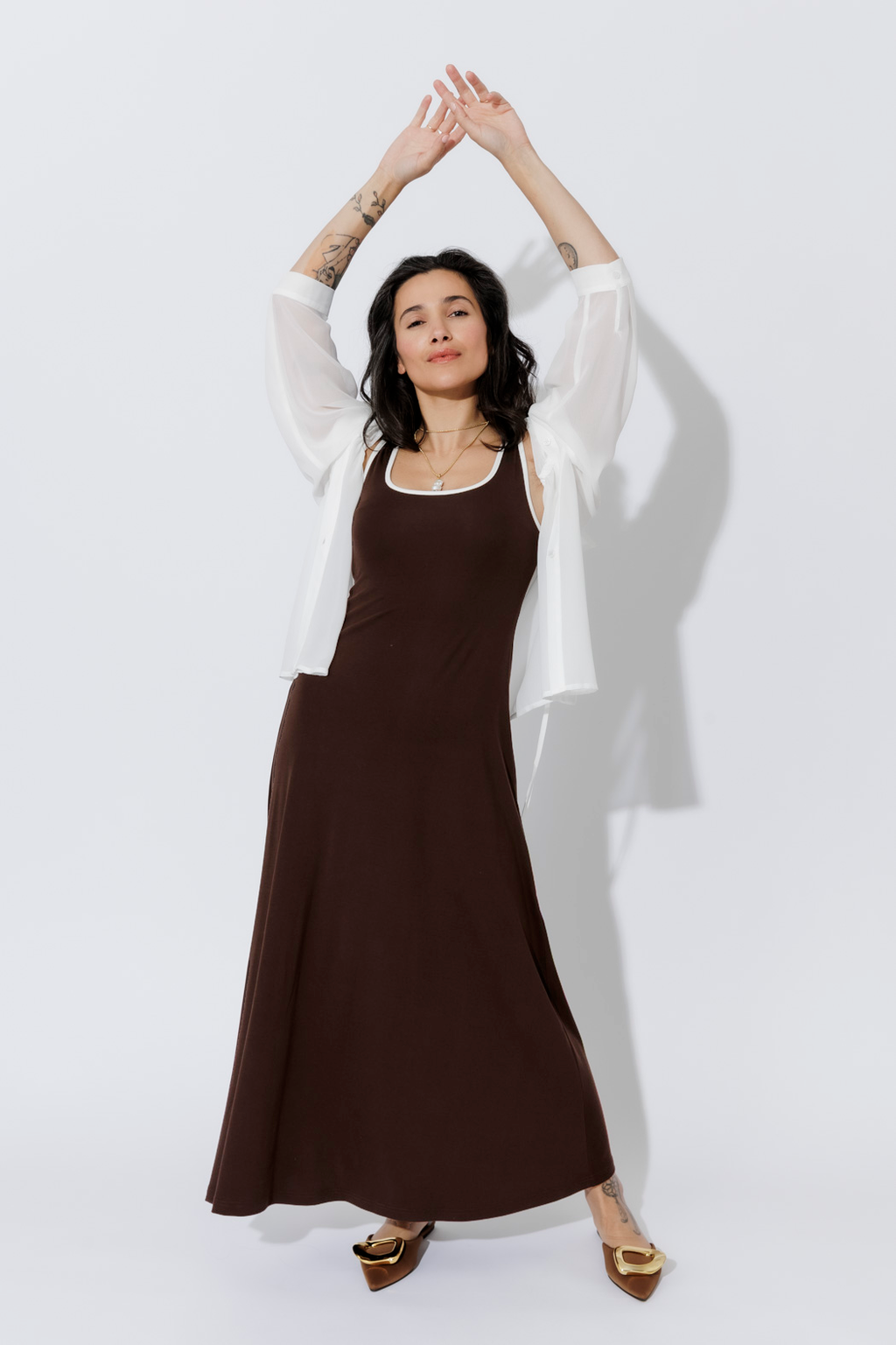 Chocolate Tencel A-Line Dress