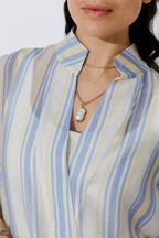 Yellow/Blue Lyocell Fluted Blogger Shirt