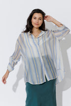 Yellow/Blue Lyocell Oversized Shirt